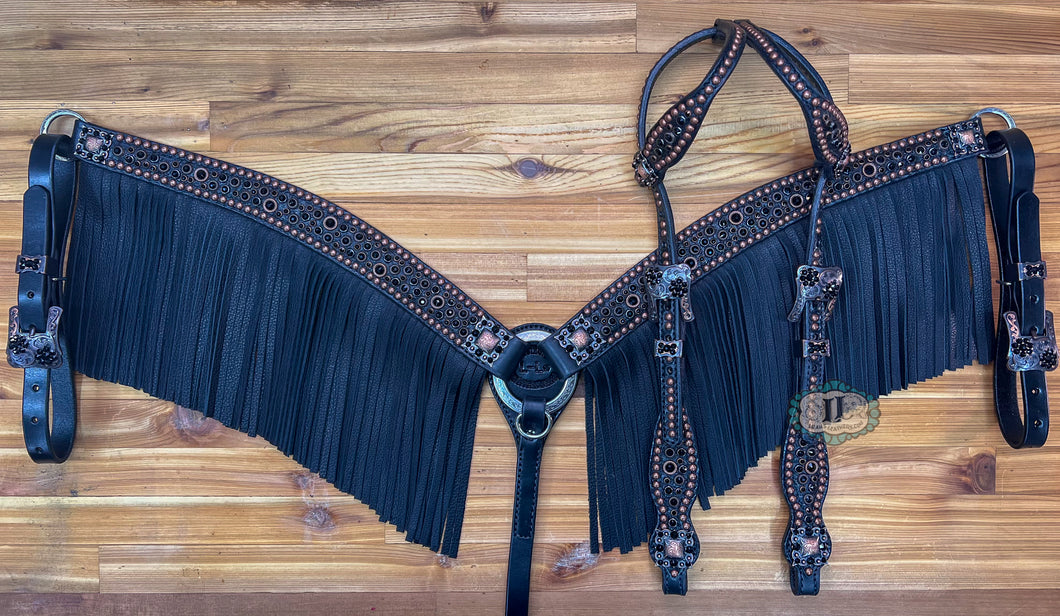 Double ear headstall and Barrel racer breast collar #919032824