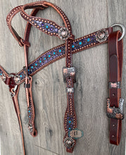 Load image into Gallery viewer, Double ear headstall and Barrel racer breast collar #919102131