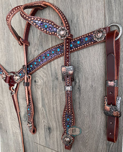 Double ear headstall and Barrel racer breast collar #919102131