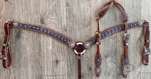 Load image into Gallery viewer, Double ear headstall and Barrel racer breast collar #919102131