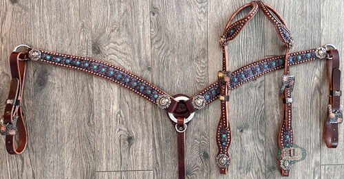 Double ear headstall and Barrel racer breast collar #919102131