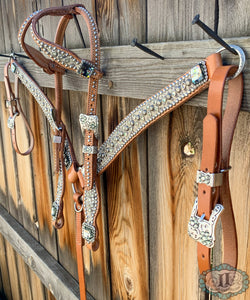 Double ear headstall and Barrel racer breast collar #9180824852