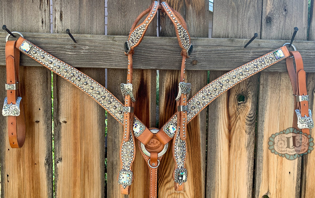 Double ear headstall and Barrel racer breast collar #9180824852