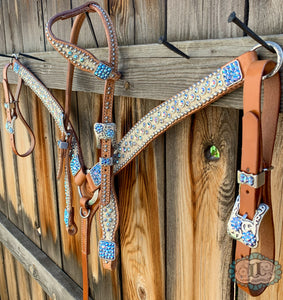 One ear headstall and Barrel racer breast collar #9180824854